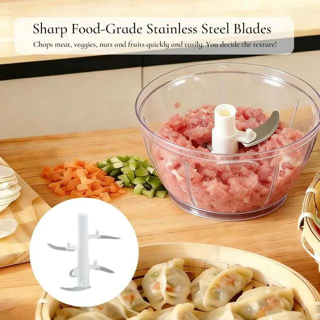 Alt view image 4 of 7 - Manual Food Chopper Hand Push Express Vegetable Dicer Mincer Sharp Blades Onion Cutter Garlic Mincer with Container for Chili Meat Nuts Herbs, Dishwasher Safe