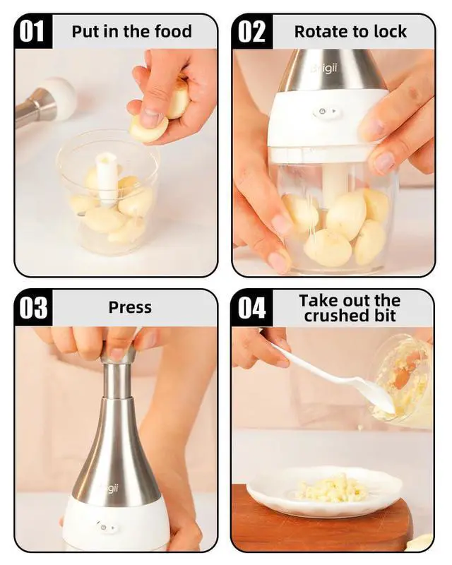 Alt view image 5 of 6 - Garlic Press,Onion vegetable chopper,Food Chopper,Garlic Mincer, for Ginger, Chili, Nuts - Chop into Minced, Dishwasher Safe