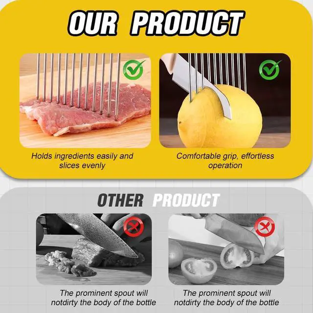 Alt view image 4 of 6 - Onion Holder for Slicing, Stainless Steel Onion Holder for Slicing, Vegetable Slicer Cutter, Stainless Steel Food Slicer Assistant Tool, Onion Chopper Slice Guide for Potato Tomato Avocados (2, A)