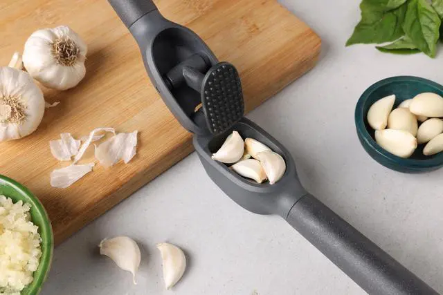 Alt view image 2 of 7 - Classic Garlic Press Heavy Duty Garlic Mincer & Crusher with Large Chamber, Ergonomic Easy Grip Handles, Dishwasher Safe Garlic Press, Stainless Steel Kitchen Tool