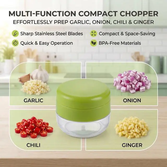 Alt view image 3 of 7 - 2-Pack 3-in-1 Garlic Press Sets, Stainless Steel Garlic Mincer Tool with Silicone Peeler and Cleaning Brush, Garlic Chopper Crusher for Ginger, Onions, Fruits (Green)