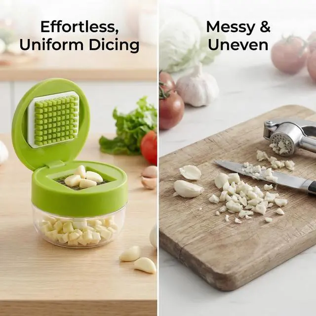 Alt view image 7 of 7 - 2-Pack 3-in-1 Garlic Press Sets, Stainless Steel Garlic Mincer Tool with Silicone Peeler and Cleaning Brush, Garlic Chopper Crusher for Ginger, Onions, Fruits (Green)