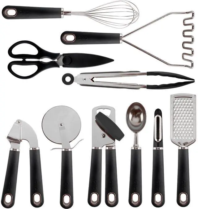 Main image of Kitchen Gadget Set Stainless Steel Utensils with Soft Touch Handles, 7 Pieces, Stainless Steel Black