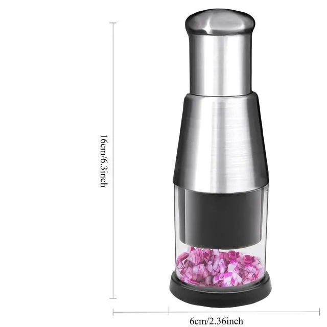 Alt view image 4 of 7 - Manual Food Chopper, Stainless Steel Hand Press Vegetable and Garlic Mincer