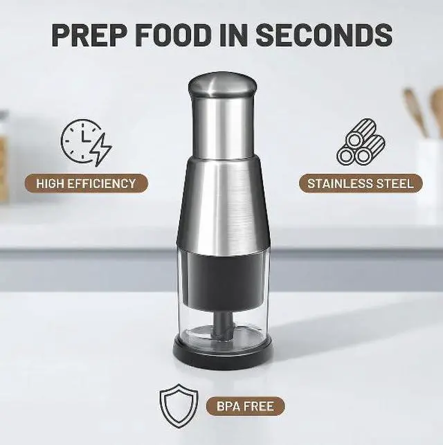 Alt view image 7 of 7 - Manual Food Chopper, Stainless Steel Hand Press Vegetable and Garlic Mincer