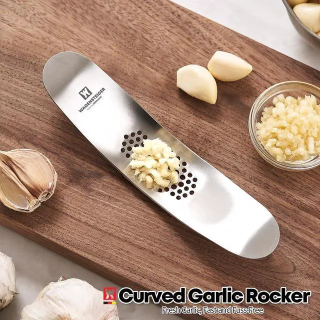 Alt view image 3 of 7 - Stainless Steel Curved Garlic Presser or Cheese Grater, Curved Pressing & Grating Motion, Minimalist Design, Stylish Kitchen Essentials 205mm x 48mm / 8.07 inches x 1.89 inches