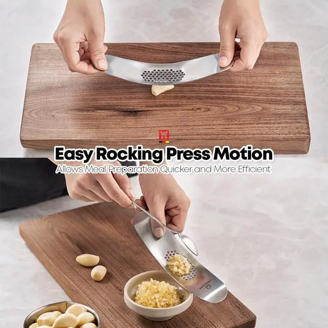 Alt view image 5 of 7 - Stainless Steel Curved Garlic Presser or Cheese Grater, Curved Pressing & Grating Motion, Minimalist Design, Stylish Kitchen Essentials 205mm x 48mm / 8.07 inches x 1.89 inches