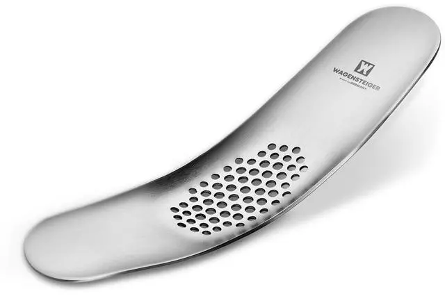 Main image of Stainless Steel Curved Garlic Presser or Cheese Grater, Curved Pressing & Grating Motion, Minimalist Design, Stylish Kitchen Essentials 205mm x 48mm / 8.07 inches x 1.89 inches