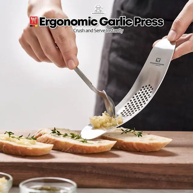 Alt view image 7 of 7 - Stainless Steel Curved Garlic Presser or Cheese Grater, Curved Pressing & Grating Motion, Minimalist Design, Stylish Kitchen Essentials 205mm x 48mm / 8.07 inches x 1.89 inches