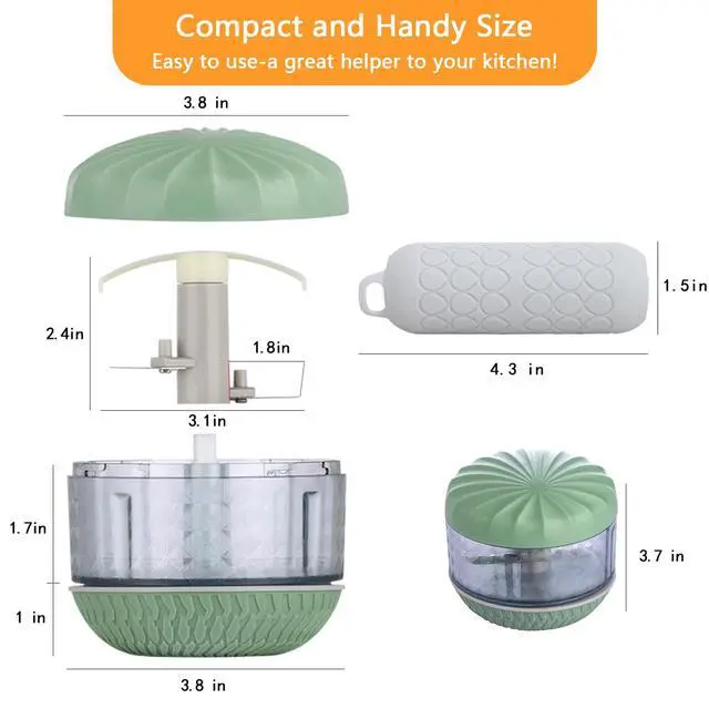 Alt view image 5 of 6 - Portable Hand-Powered Garlic Mincer, Mini Manual Food Chopper for Small Kitchen, Multi-Use Onion Cutter for Garlic, Vegetables Ingredients, Ginger, Fruits, Set with Peeler (2 Pieces)