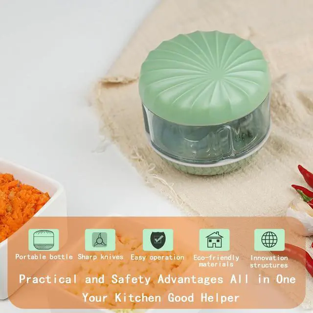 Alt view image 6 of 6 - Portable Hand-Powered Garlic Mincer, Mini Manual Food Chopper for Small Kitchen, Multi-Use Onion Cutter for Garlic, Vegetables Ingredients, Ginger, Fruits, Set with Peeler (2 Pieces)