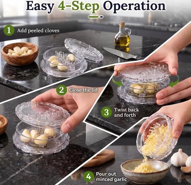 Alt view image 3 of 7 - 2pcManual Garlic Twister,Manual Garlic Crusher and Mincer, Transparent Twisting Garlic Chopper Tool, Multi-Functional Handheld Grinder for Ginger, Nuts, Herbs and Spices, Easy to Clean Kitchen Gadget