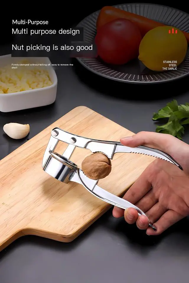 Alt view image 5 of 7 - 3-in-1 Garlic Press, Lemon Slicer & Peeler Set - Rustproof Stainless Steel, Easy-Clean with Soft, Ergonomic Handle