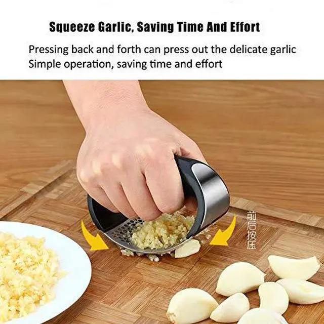 Alt view image 4 of 7 - Garlic press kitchen tool garlic peeler stainless steel professional ginger crusher ergonomic labor-saving crusher (S)