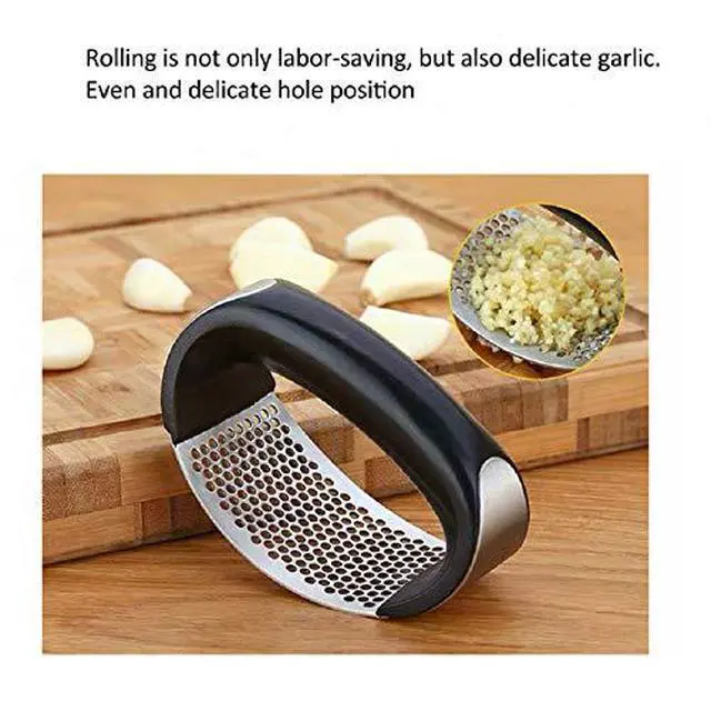 Alt view image 5 of 7 - Garlic press kitchen tool garlic peeler stainless steel professional ginger crusher ergonomic labor-saving crusher (S)