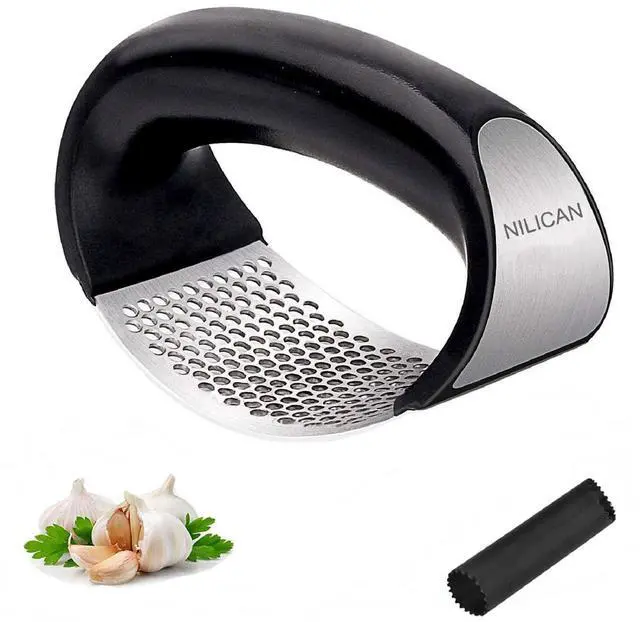 Main image of Garlic press kitchen tool garlic peeler stainless steel professional ginger crusher ergonomic labor-saving crusher (S)