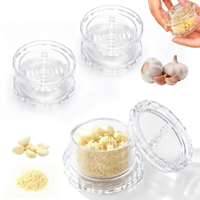 Main image of Transparent Manual Garlic Twist, Transparent Garlic Twister Mincer & Crusher, Ginger, Onion, Herbs & Nuts, Multi-Functional Garlic Chopper, Easy Clean Kitchen Gadget 3-Pack