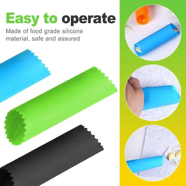 Alt view image 3 of 6 - Silicone Garlic Peeler Tube Roller Set Odor Resistant Garlic Roller for Quick Clove Skin Removal Easy to Clean Kitchen Tool with Multicolor
