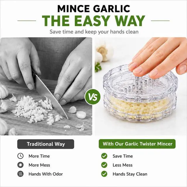 Alt view image 4 of 7 - 2PCS Garlic Twister Mincer, Transparent Manual Garlic Chopper Tool with Cleaning Brush, Twist Garlic Mincer for Ginger, Onion, Herbs, Nuts, Kitchen Prep Gadget