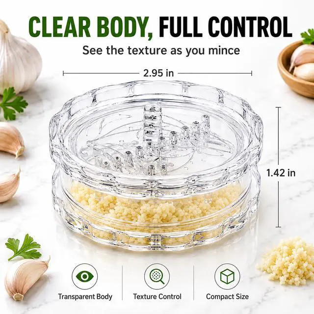 Alt view image 5 of 7 - 2PCS Garlic Twister Mincer, Transparent Manual Garlic Chopper Tool with Cleaning Brush, Twist Garlic Mincer for Ginger, Onion, Herbs, Nuts, Kitchen Prep Gadget