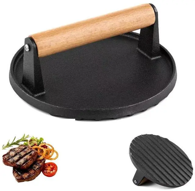 Alt view image 2 of 5 - Barbecue Tools Burger Press 6.8"Round Heavy Duty Cast Iron Hamburger press Patty MakerGifts for Man And Dads Who Love Barbecue (6.8")