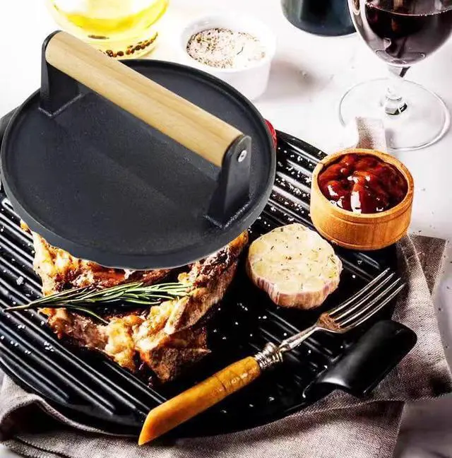 Alt view image 4 of 5 - Barbecue Tools Burger Press 6.8"Round Heavy Duty Cast Iron Hamburger press Patty MakerGifts for Man And Dads Who Love Barbecue (6.8")