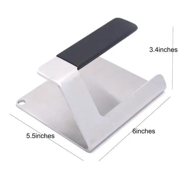 Alt view image 4 of 7 - Kitchen Tools 6"×5.5" Stainless Steel Hamburger Smash Press, Bacon Press Barbecue Press Meat Press Garlic Press Burger Smasher Square Griddle Press