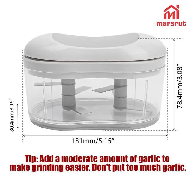 Alt view image 2 of 7 - Garlic Dicer Push Chopper, Manual Hand Press Picador De Ajo, Food Mincer Cutter Slicer for Onion Vegetable Chili Peppers Fruits, Small Portable Handheld Easy Processor Shredder for Household Kitchen