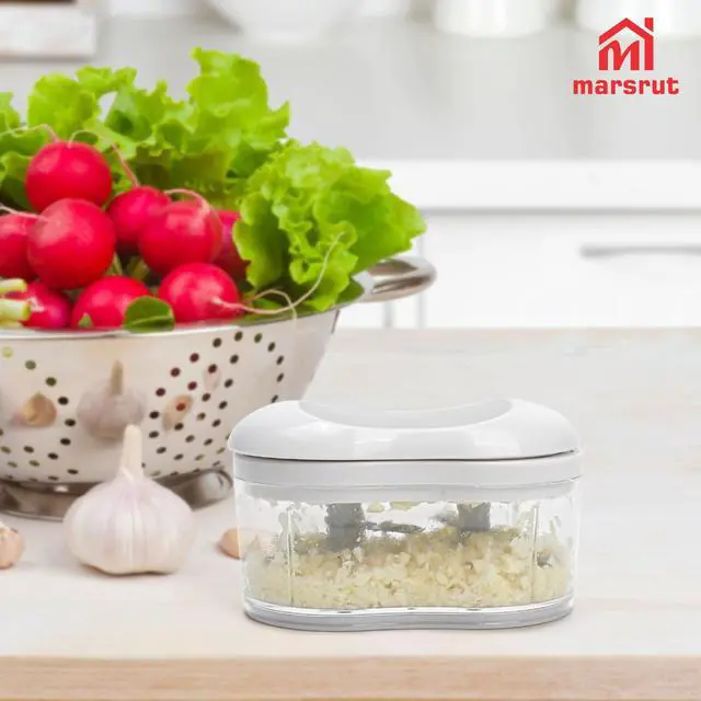 Alt view image 6 of 7 - Garlic Dicer Push Chopper, Manual Hand Press Picador De Ajo, Food Mincer Cutter Slicer for Onion Vegetable Chili Peppers Fruits, Small Portable Handheld Easy Processor Shredder for Household Kitchen