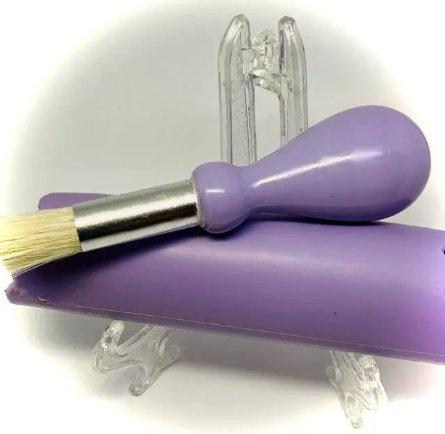 Alt view image 5 of 7 - All-in-one Premium Ceramic Garlic Grater Plate 4-Piece Set - Purple Embossed Design and Style - For Garlic, Ginger, Chocolate, and more! - Comes with 5.25" Plate, Peeler, Brush, and Stand