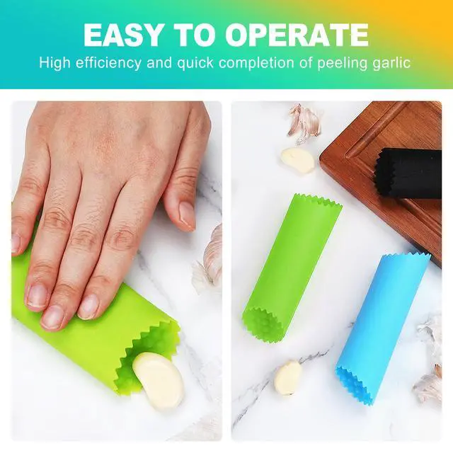 Alt view image 6 of 6 - 3 Pcs Silicone Garlic Peeler Tube Roller, Food-Grade & Effortless Skin Remover, Quick Kitchen Gadget for Fresh Cloves, Keeps Hands Odor-Free, Easy to Clean - Assorted Colors