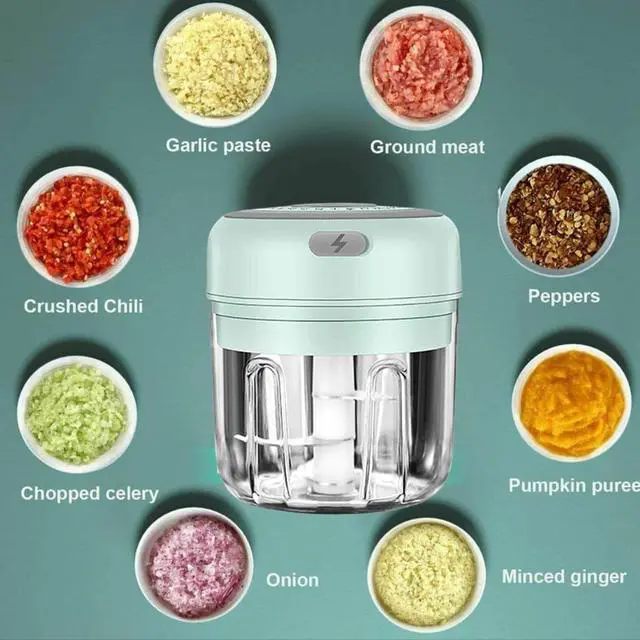 Alt view image 3 of 7 - The Perfect Part Vegetable Chopper - 300ML Electric Garlic Press Chopper For Kitchen,Cordless Mini Blender,Food, Salad, Meat,Veggie Chopper (PINK)
