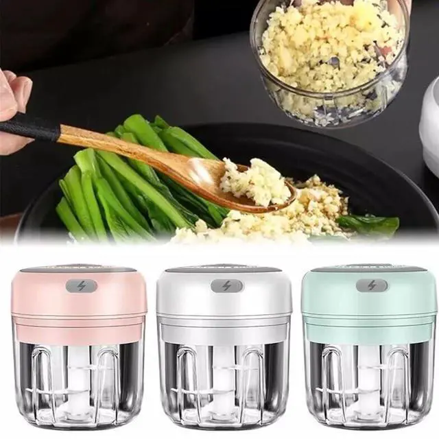 Alt view image 6 of 7 - The Perfect Part Vegetable Chopper - 300ML Electric Garlic Press Chopper For Kitchen,Cordless Mini Blender,Food, Salad, Meat,Veggie Chopper (PINK)