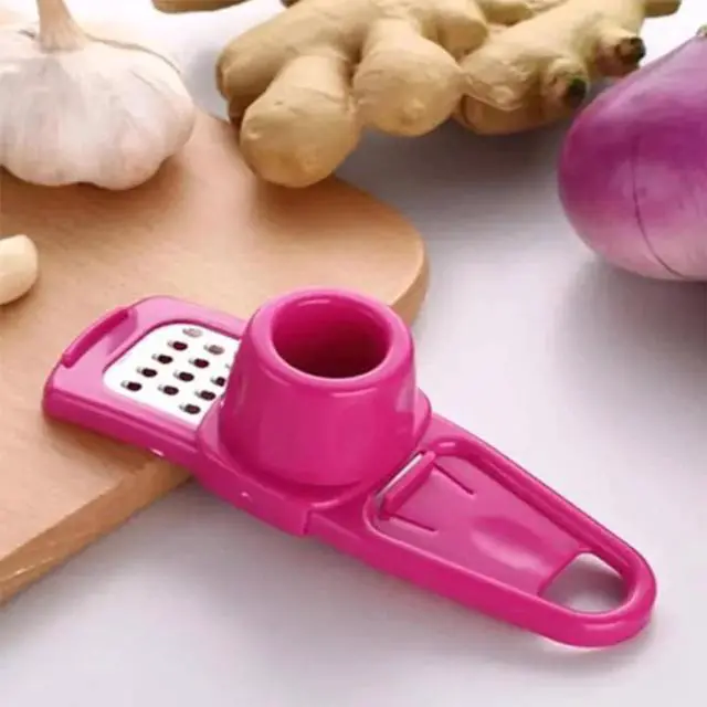 Alt view image 4 of 7 - Multipurpose Garlic Mincer and Garlic Crusher - Easy Squeeze Clean Garlic Press, Dishwasher Safe Sturdy Tool Compact and Portable Design for Extracts More Paste Per Clove - Pink