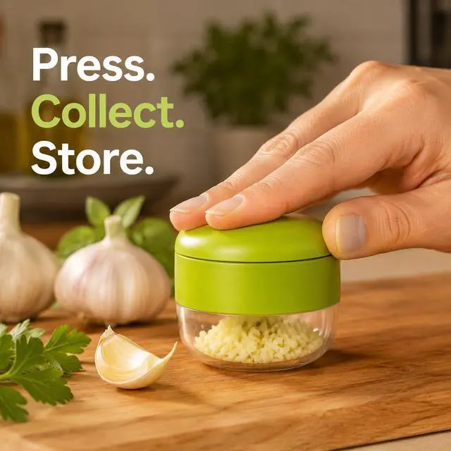 Alt view image 5 of 7 - 3-in-1 Garlic Press Set with Peeler & Brush, Manual Garlic Mincer Tool with Storage Container for Easy Prep and Cleanup (2 Pack)