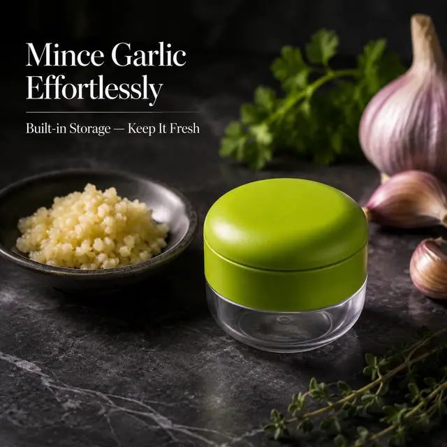 Alt view image 7 of 7 - 3-in-1 Garlic Press Set with Peeler & Brush, Manual Garlic Mincer Tool with Storage Container for Easy Prep and Cleanup (2 Pack)