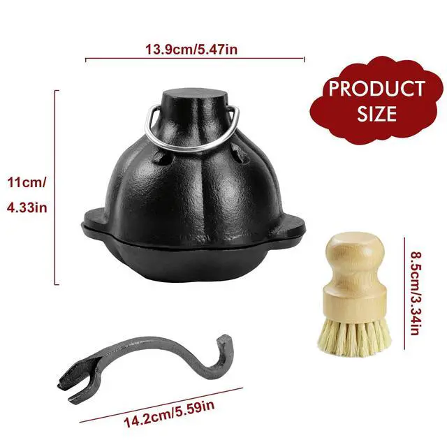 Alt view image 2 of 6 - Cast Iron Garlic Roaster with Ring Handle and Cleaning Brush, Food Grade Garlic Baker for Oven and Outdoor Grill, Heavy Duty Roasting Pot for Gourmet Cooking and BBQ Enthusiasts