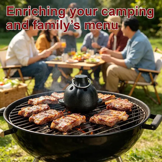 Alt view image 6 of 6 - Cast Iron Garlic Roaster with Ring Handle and Cleaning Brush, Food Grade Garlic Baker for Oven and Outdoor Grill, Heavy Duty Roasting Pot for Gourmet Cooking and BBQ Enthusiasts