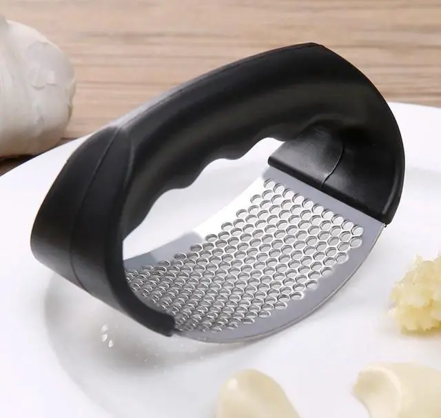Alt view image 2 of 5 - Garlic Press with Stainless Steel Plate, 3mm Fine Holes, Ergonomic Black Handle, Mincer for Kitchen