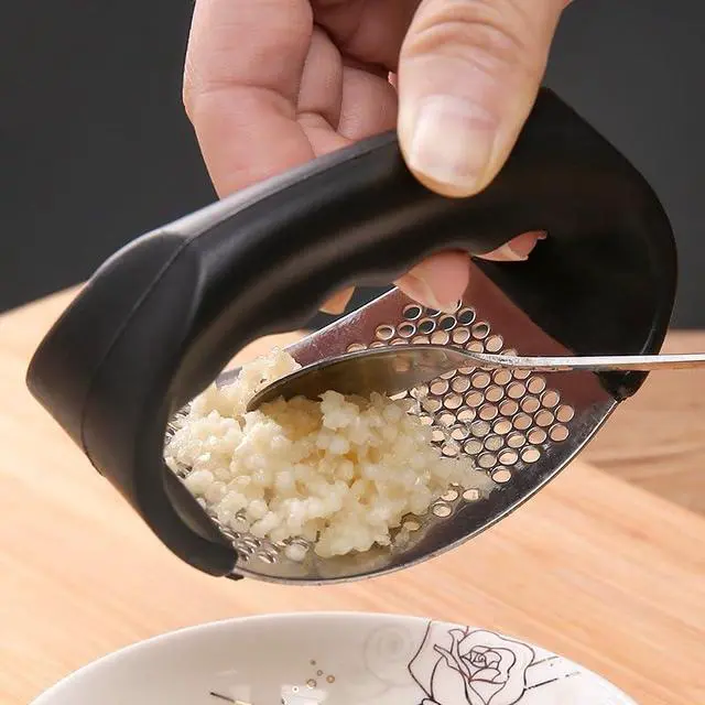 Alt view image 5 of 5 - Garlic Press with Stainless Steel Plate, 3mm Fine Holes, Ergonomic Black Handle, Mincer for Kitchen