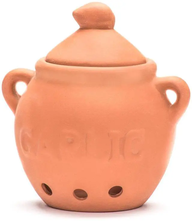 Main image of Garlic Keeper, Terra Cotta, Red, 4.25 x 5.25 x 5.25 inches