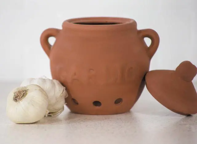 Alt view image 4 of 5 - Garlic Keeper, Terra Cotta, Red, 4.25 x 5.25 x 5.25 inches