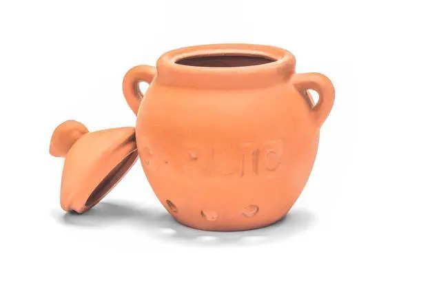 Alt view image 5 of 5 - Garlic Keeper, Terra Cotta, Red, 4.25 x 5.25 x 5.25 inches