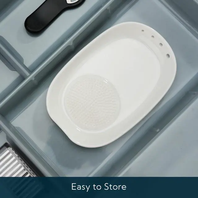 Alt view image 7 of 7 - 3 in 1 Porcelain Ginger Grater Tool Spoon Rest Herb Stripper, 6.5 x 4.3 inches for Kitchen, Japanese Ceramic Garlic Grinding Wasabi Grater Plate Dish for Daikon Radish & Parmesan Cheese