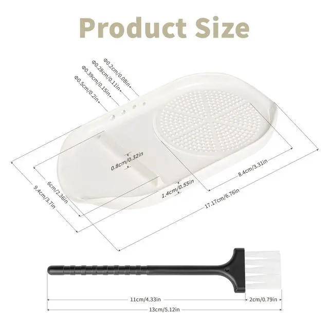 Alt view image 3 of 7 - 4 in 1 Ceramic Garlic Grater with Egg Cracker,Spoon Rest and Herb Stripper, Ginger Grater Plate for Grinding Wasabi Fruits Vegetables Ginger Garlic Cheese(6.76inx3.7in)