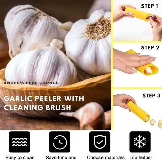 Alt view image 3 of 7 - Garlic Peeler Tube Set (Silicone Peeler and Cleaning Brush), Roller Garlic Peeling Kitchen Tool Easy Cleaning and Dishwasher Safe