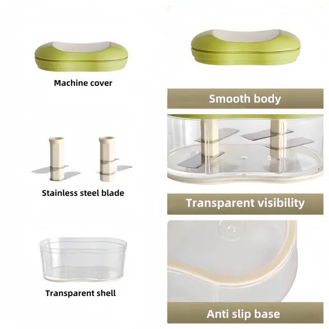Alt view image 4 of 5 - Manual Press Chopper Garlic Mincer Chili Peppers Vegetable Chopper Easy-Press One-Press Onion Mincer Portable Food Processor for Garlic Onion Peppers Vegetable Household Kitchen