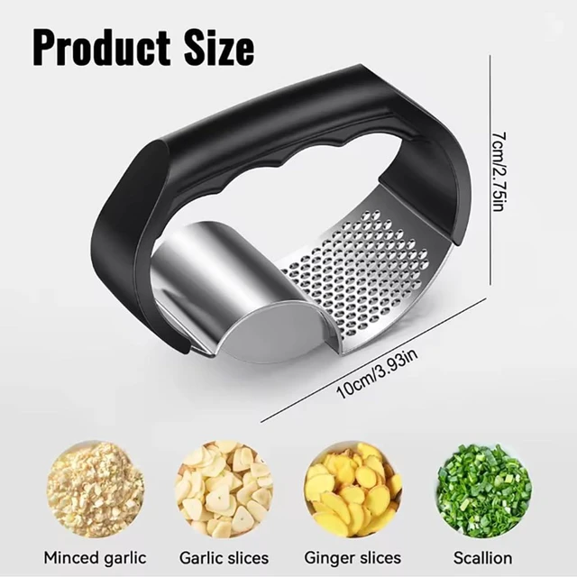 Alt view image 2 of 7 - 2-in-1 Stainless Steel Garlic Press Garlic Crusher Handheld Garlic Press Rocker Kitchen Gadget for Perfectly Minced Garlic