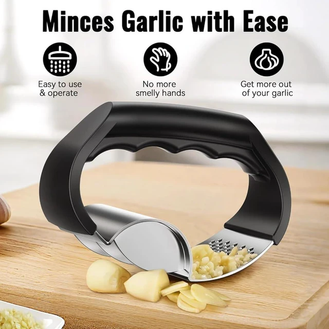 Alt view image 5 of 7 - 2-in-1 Stainless Steel Garlic Press Garlic Crusher Handheld Garlic Press Rocker Kitchen Gadget for Perfectly Minced Garlic