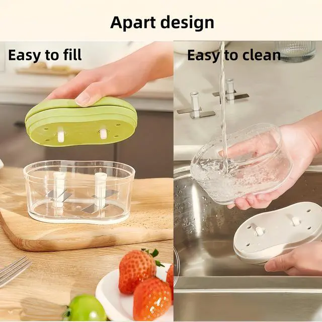 Alt view image 3 of 5 - Manual Press Chopper Garlic Mincer Chili Peppers Vegetable Chopper Easy-Press One-Press Onion Mincer Portable Food Processor for Garlic Onion Peppers Vegetable Household Kitchen